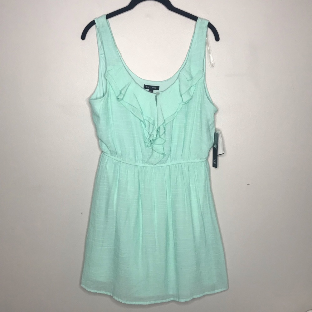 Mint Green Ruffle Empire Waist Sleeveless Sundress